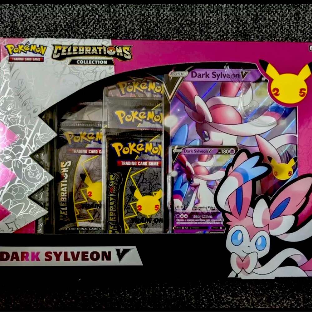 New Dark Sylveon V Pokemon Trading Card Game Celebrations Collection Box